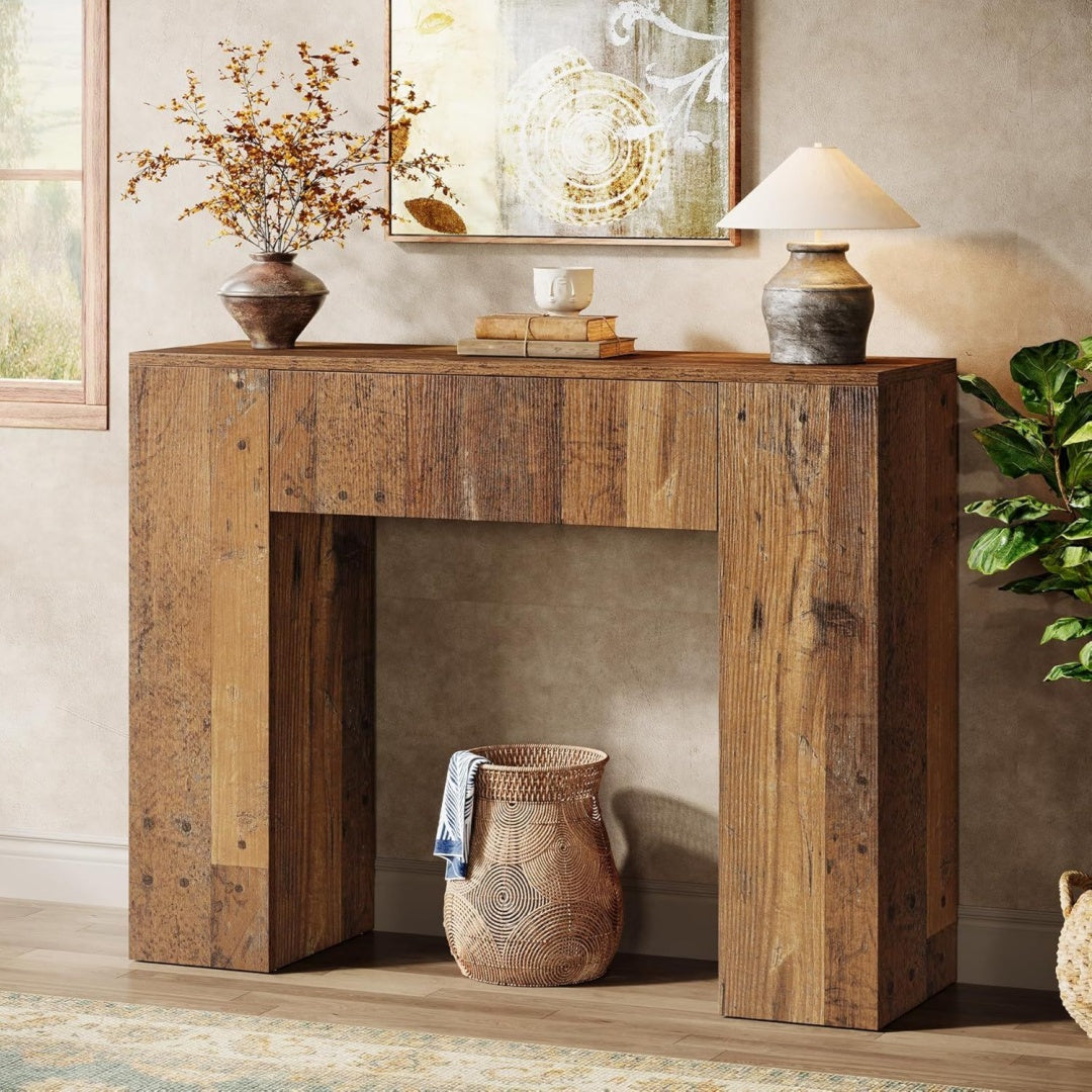 Arredo contemporaneo console e tavoli da divano salvaspazio marrone