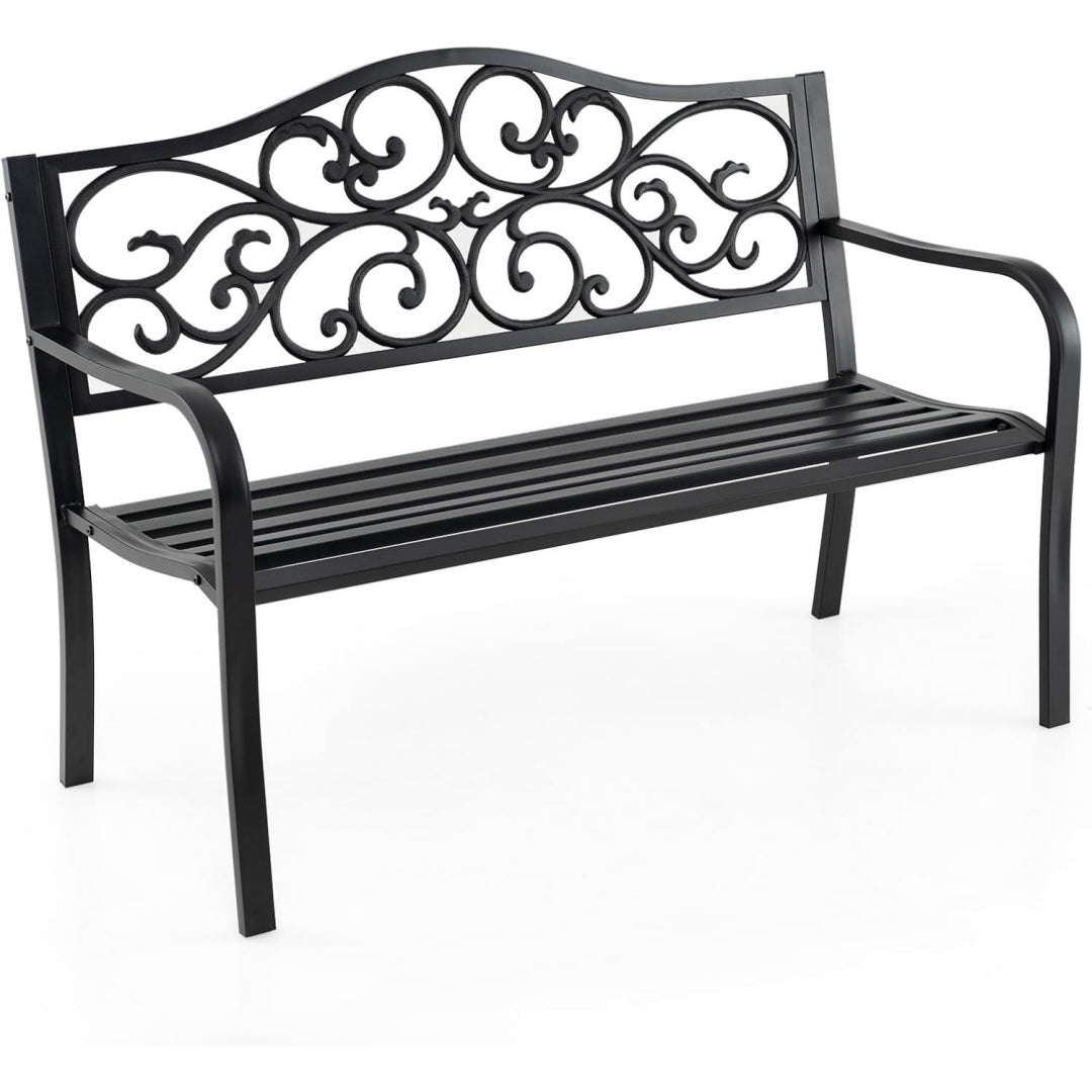 Arredo contemporaneo panche in metallo da esterno nero