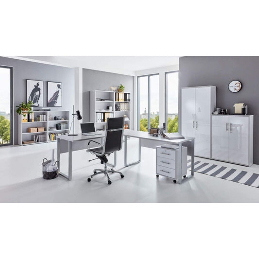 Accento naturale set arredo studio in metallo con contenitore bianco