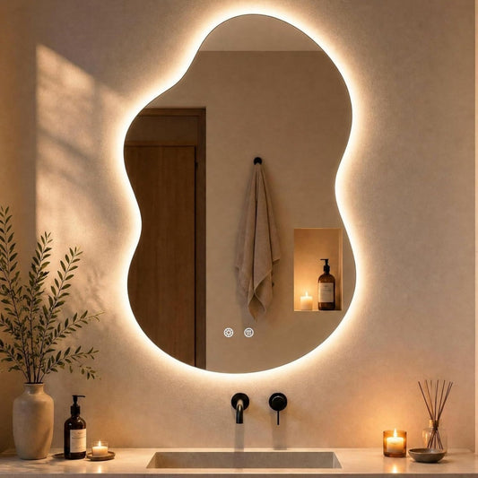 Arredo contemporaneo specchi da parete illuminato bianco