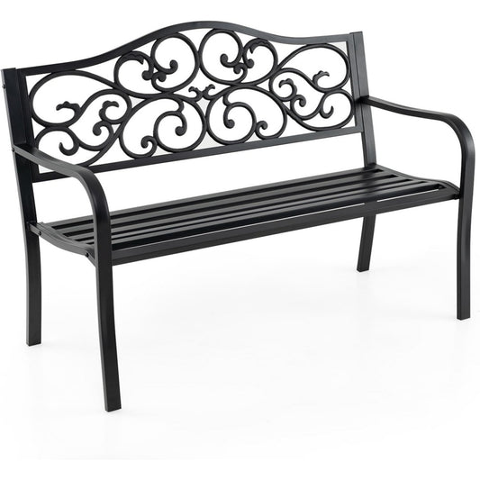 Arredo contemporaneo panche in metallo da esterno nero