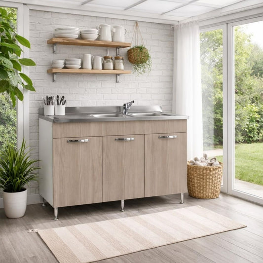 Arredo contemporaneo mobili a terra in legno bianco