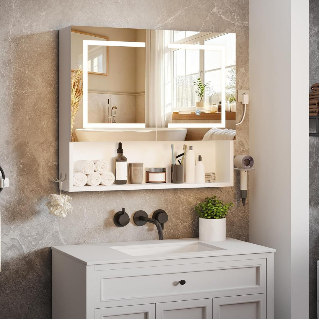 Arredo contemporaneo armadietti a specchio bianco