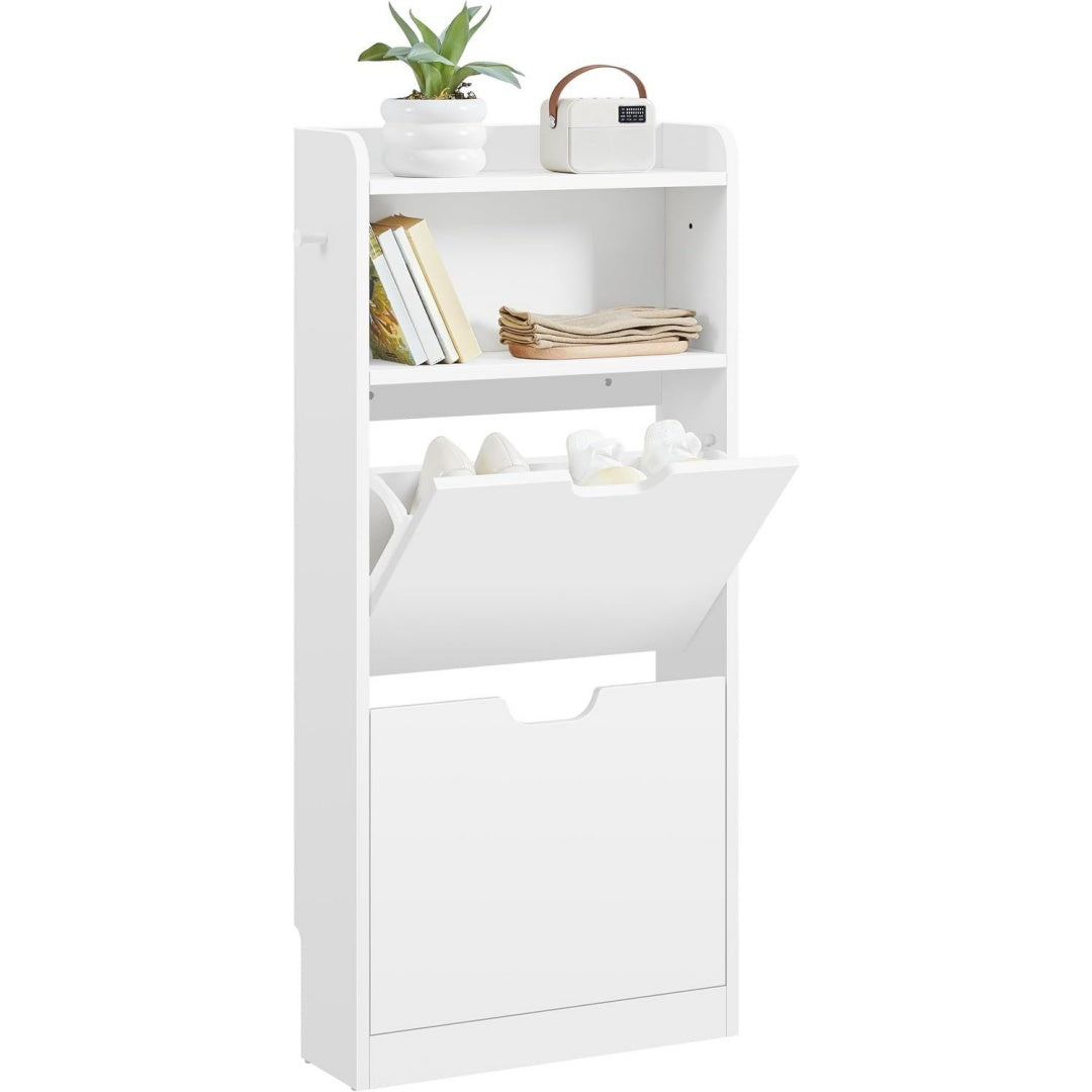 Arredo contemporaneo scaffali portascarpe bianco