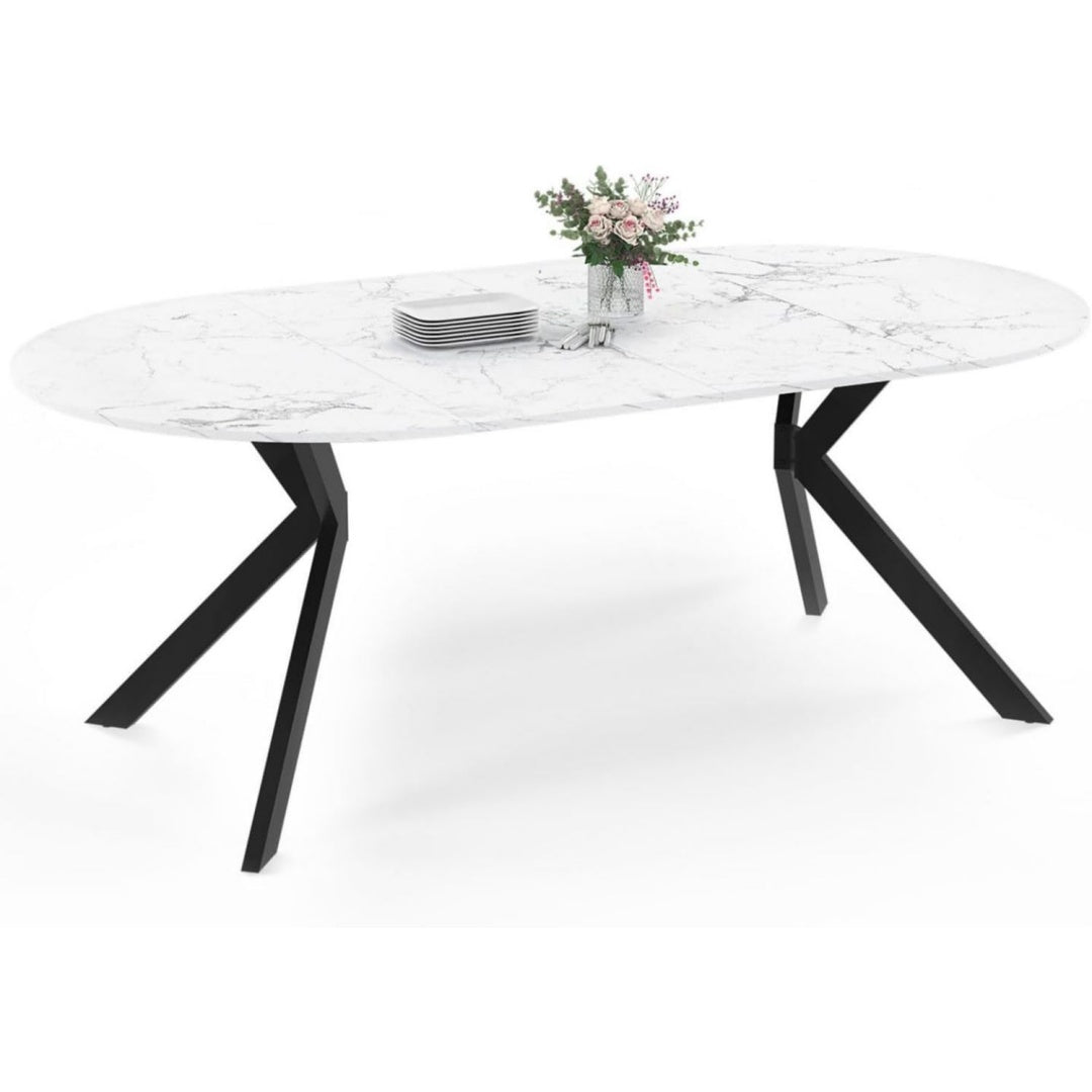 Arredo contemporaneo tavoli da sala da pranzo in metallo nero