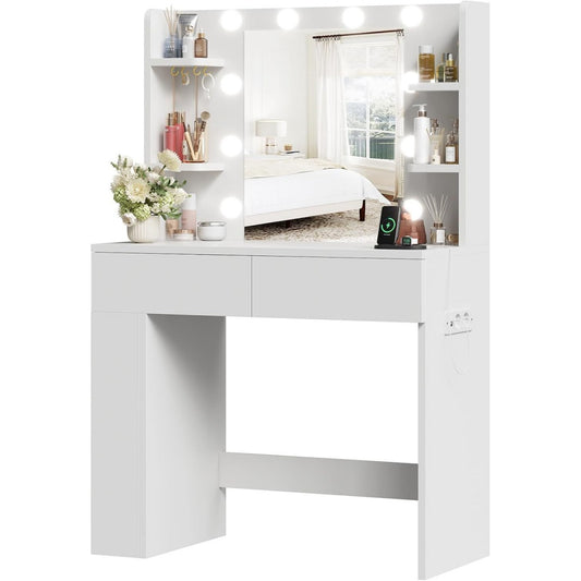 Arredo contemporaneo toelette in legno regolabile bianco